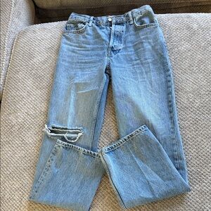 Free People Denim Blue Straight Leg Jeans